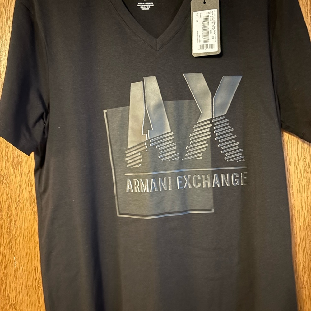 Armani Exchange Black Logo V-Neck Tee
